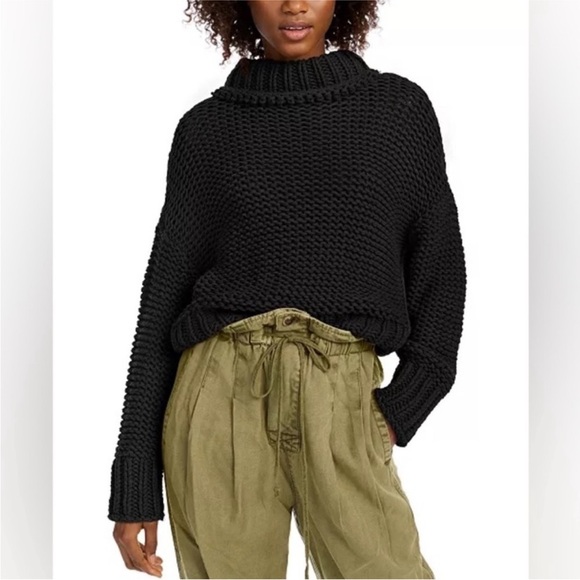 Free people black cozy knit sweater - Picture 2 of 3